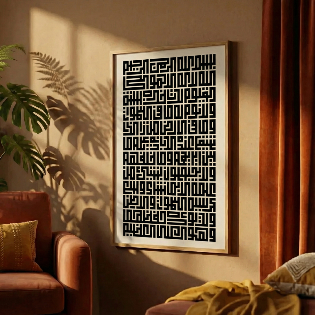 "Ayet-el Kürsi" Kufi Poster Tablo